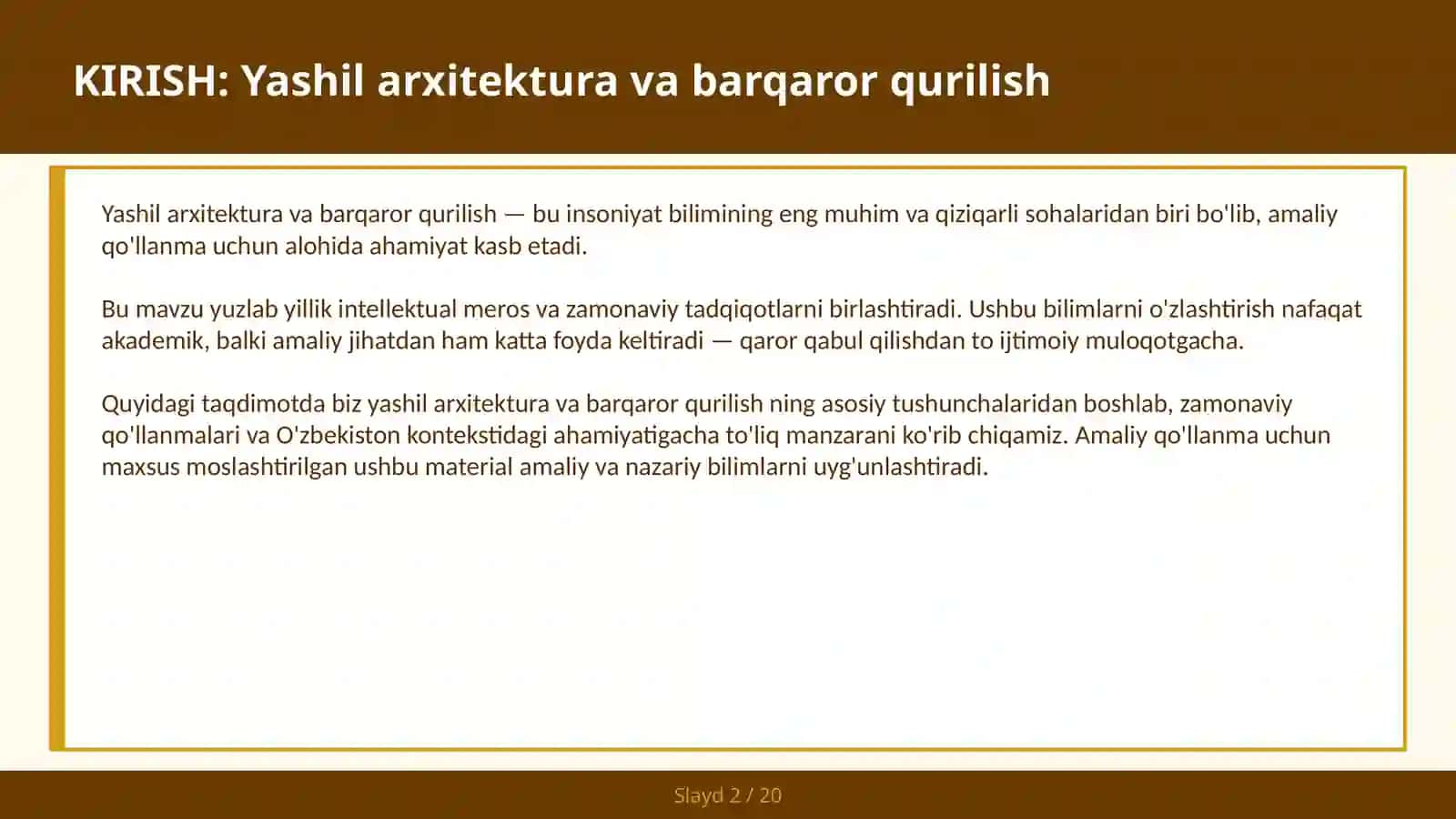 Yashil arxitektura va barqaror qurilish LEED sertifikati va eco-dizayn 2
