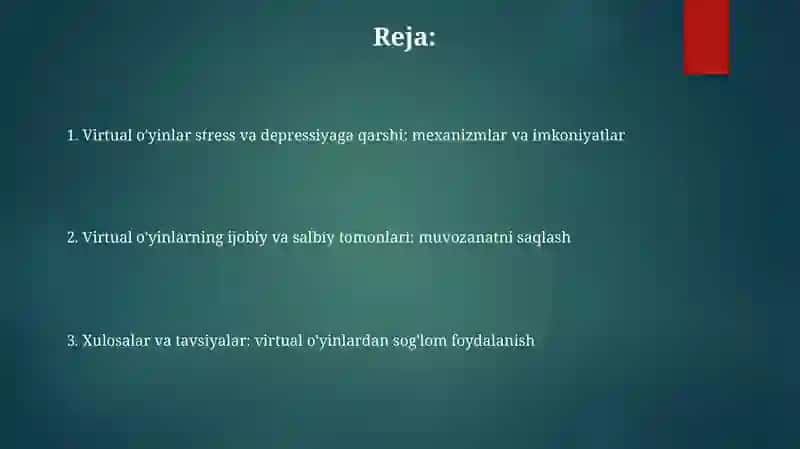 Virtual o'yinlar va Stress 2