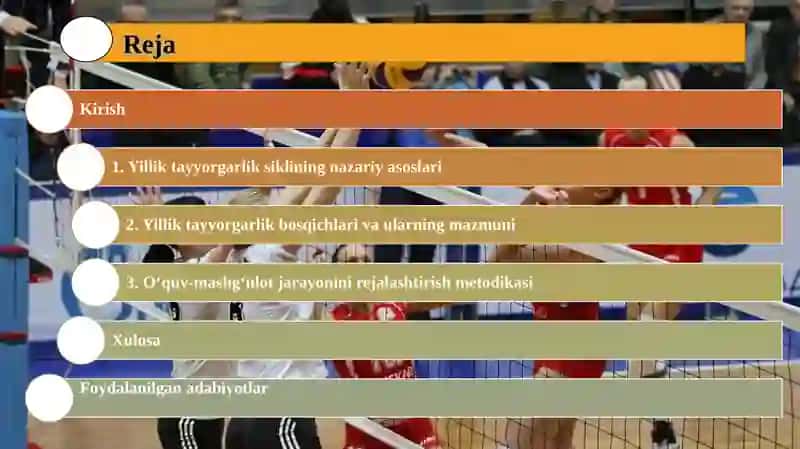 Mavzu: Yillik tayyorgarlik sikllari va bosqichlarini rejalashtirish va tashkil qilish 2