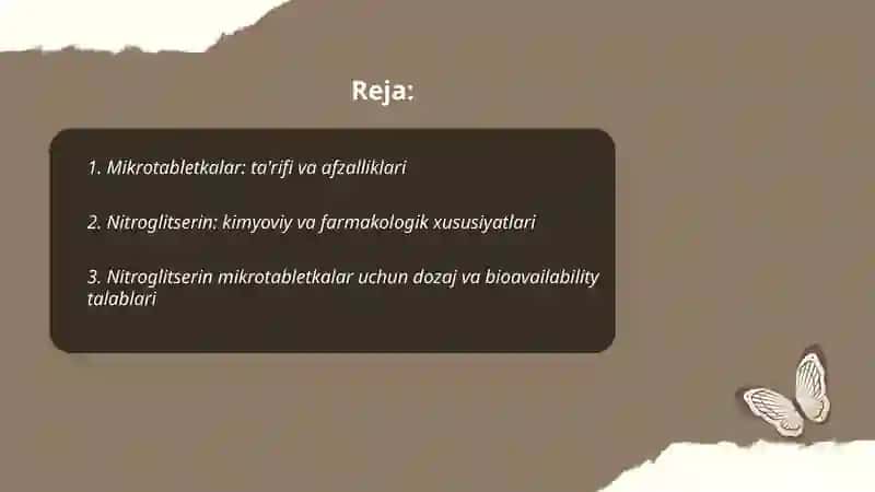 Mikrotabletkalar. Nitroglitserin tabletkasini tayyorlash texnologiyasi 2