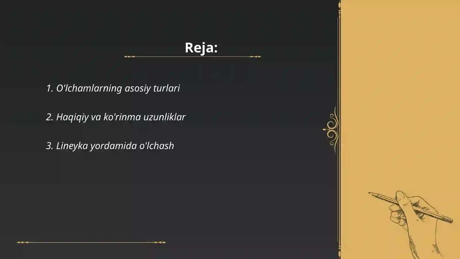 O'lcham va qiyofa turlari 2