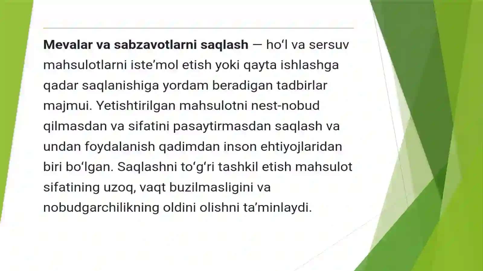 Mevava sabzavotlarning chidamliligini oshirish tadbirlarinioʻrganish 2