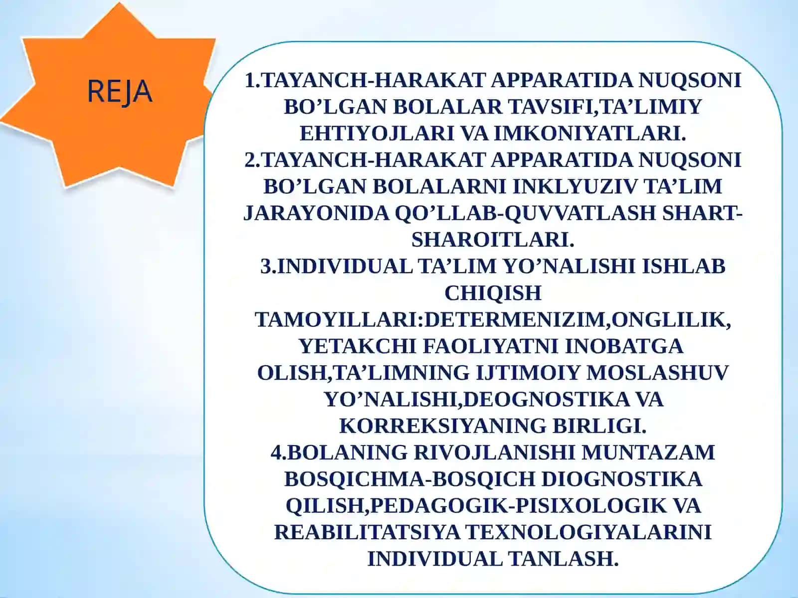 TAYANCH-HARAKAT APPARATIDA NUQSONI BO’LGAN BOLALAR UCHUN INKLYUZIV TA’LIM 2