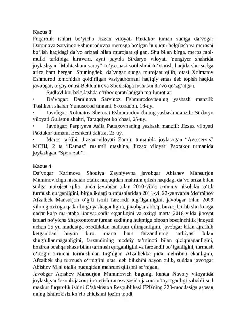 Sudga Xusheva Sabina Siroj qizining murojaati 2