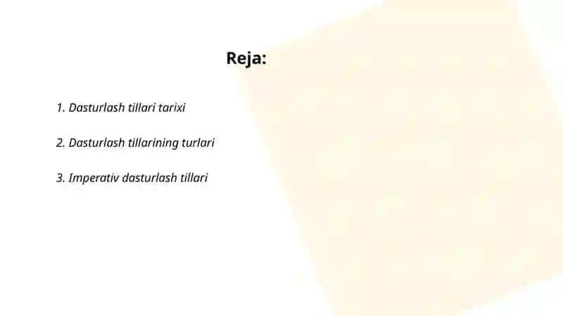 Dasturlash tillari va ularning imkoniyatlari. 2