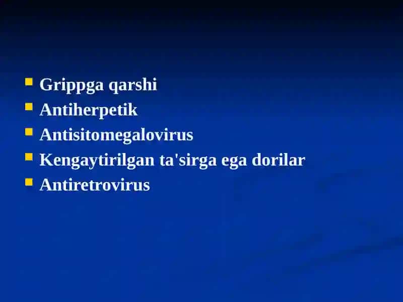 Viruslarga va o'smalarga qarshi dorivositlarning ta'sir mexanizmi 2