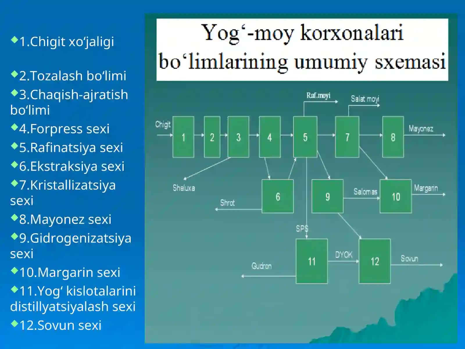 O‘tilgan mavzuYog‘ va moylar texnologiyasi mahsulotlarining ahamiyati 2