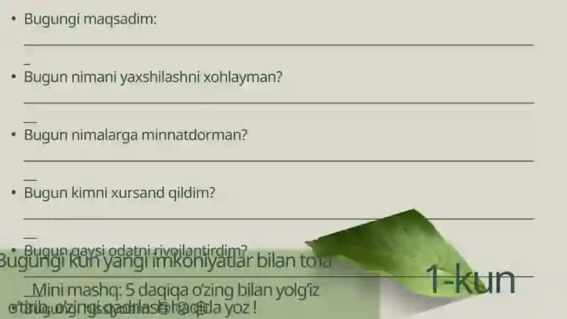 7 kunlik Motivatsion Planner 2