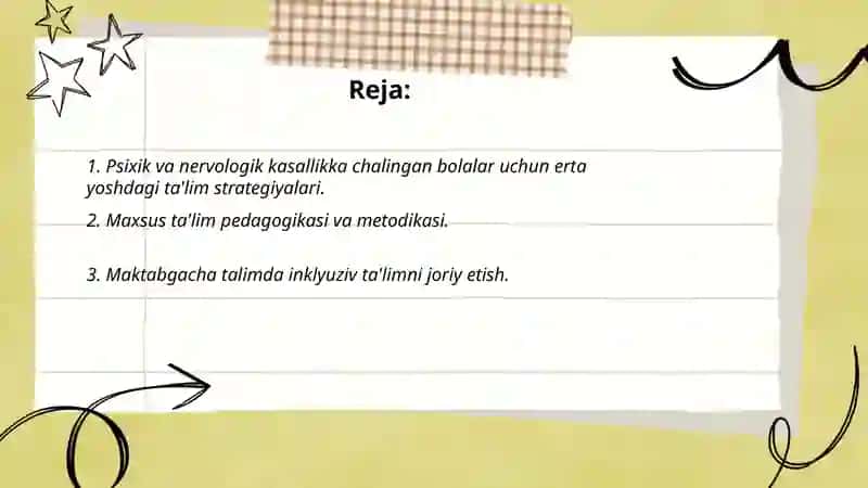 Psixik va nervologik kasallikka chalingan bolalarda maktabgacha va umumiy orta talimni tashkil etish 2