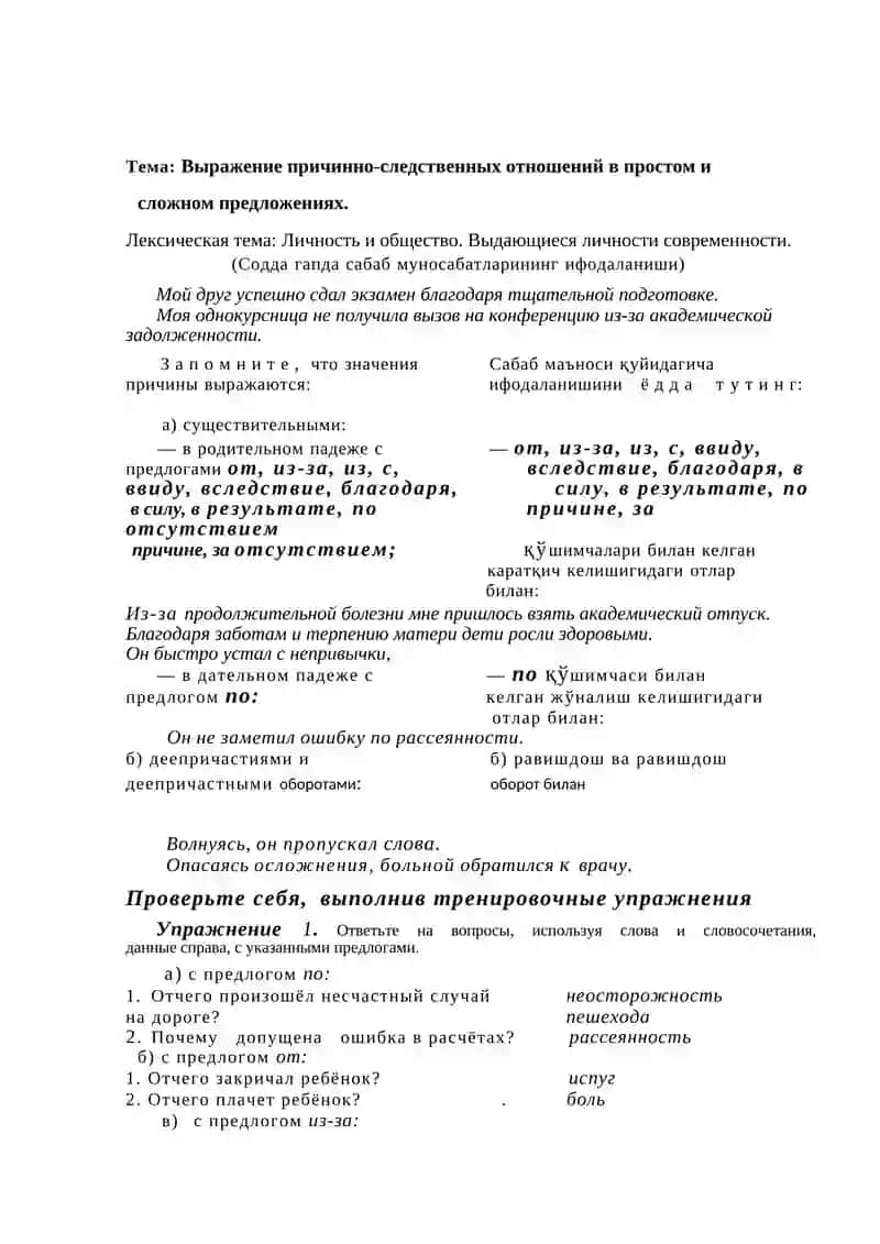 Практическое занятие № 12 Выражение причинно-следственных отношений в простом и сложном предложениях 2