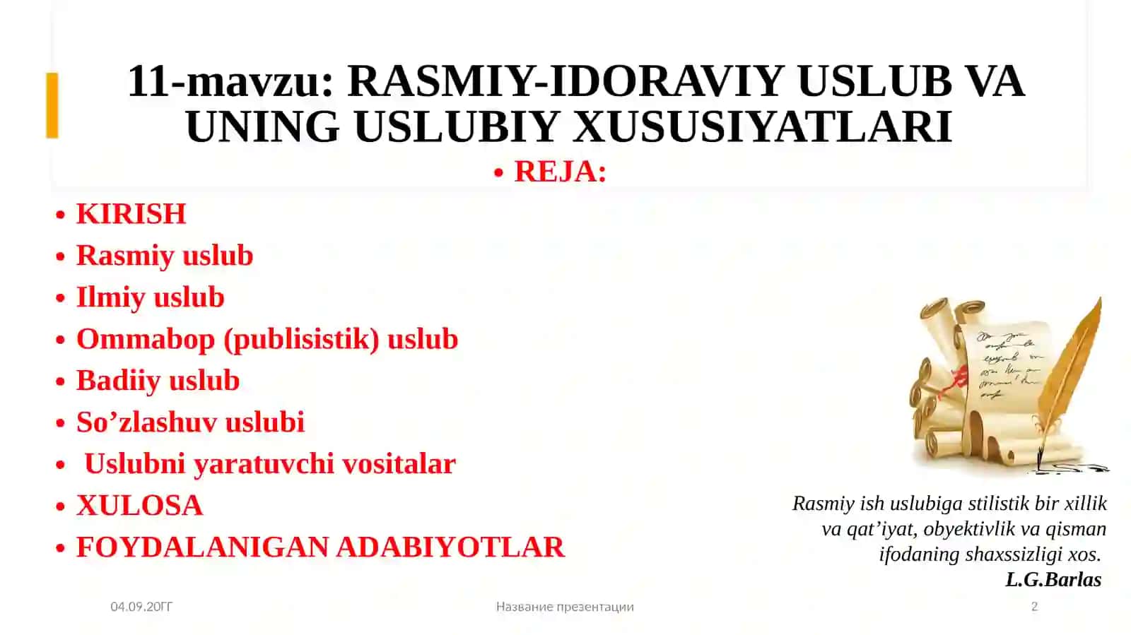 Rasmiy-idoraviy uslub va uning uslubiy xususiyatlari 2