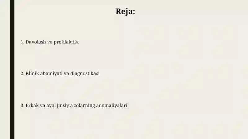Ayol jinsiy a'zolari anomaliyalari va klinik ahamiyati 2
