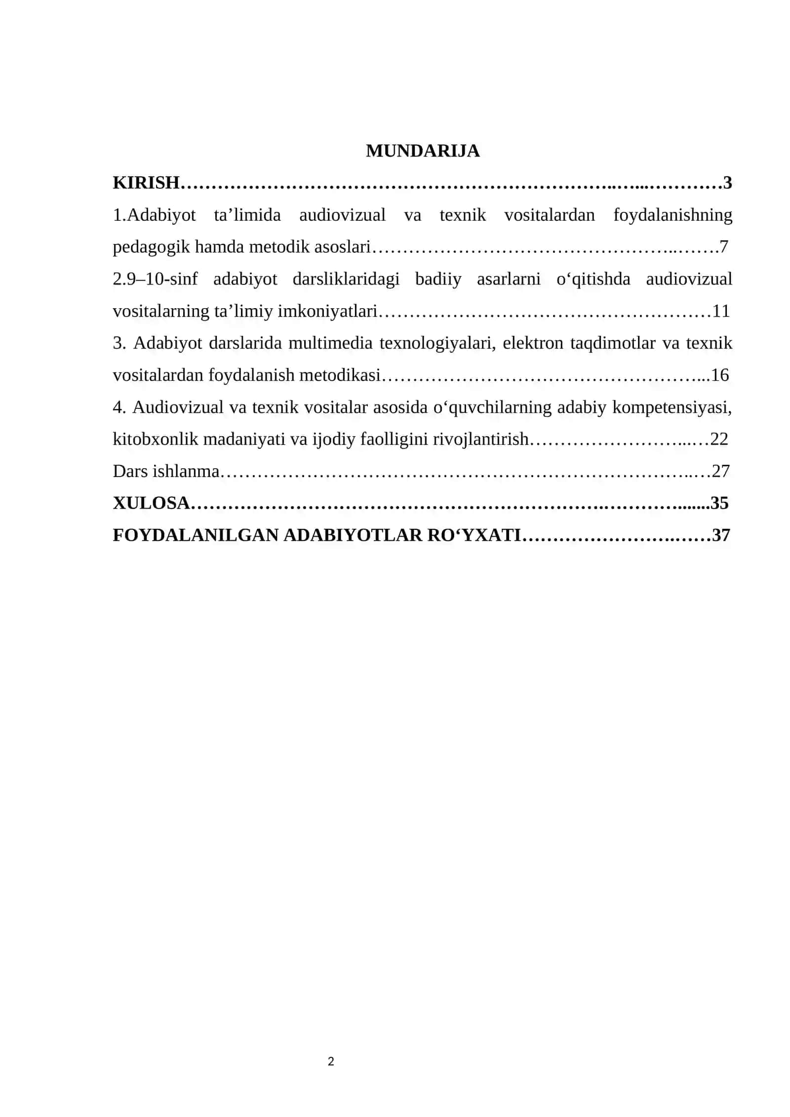 Adabiyot darslarida audiovizual va texnik vositalardan foydalanish  kurs ishi 2
