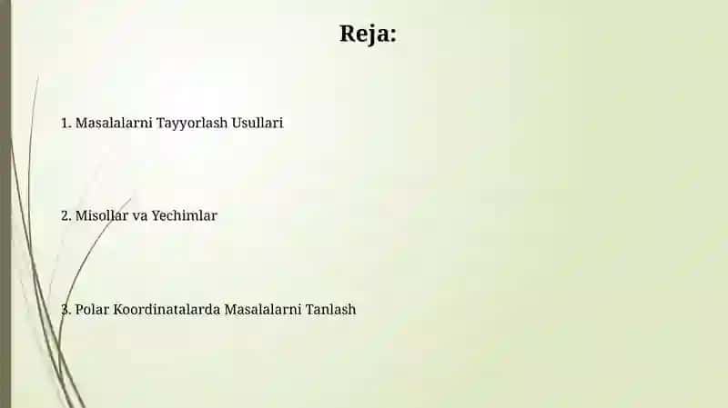 Masalalarni Tayyorlash Usullari 2