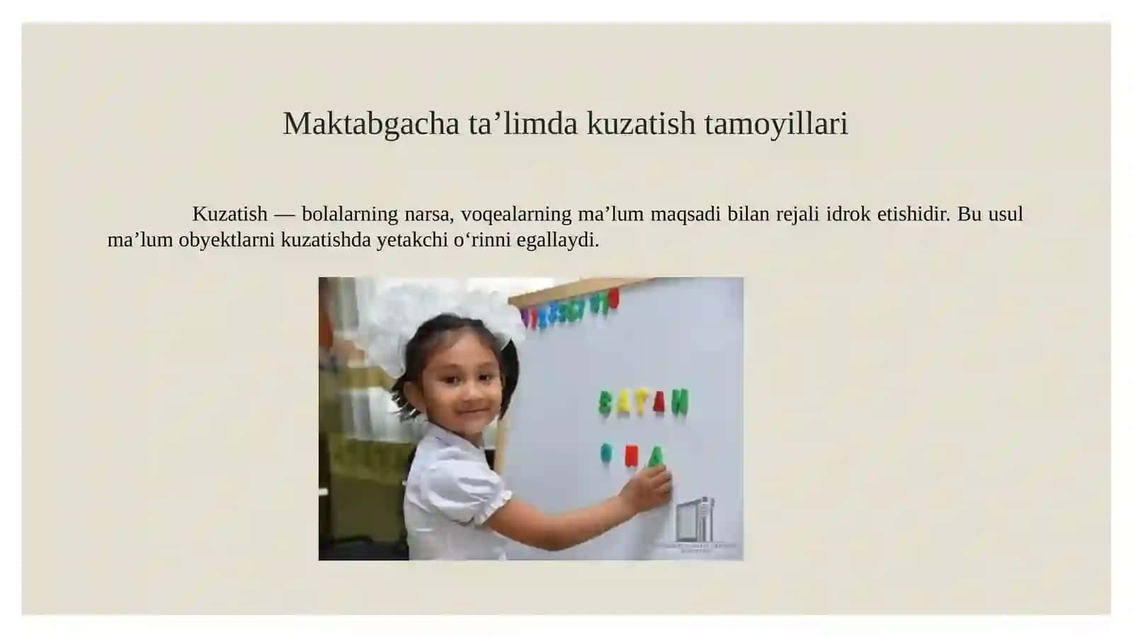 Maktabgacha ta’limda kuzatish va baholash 2