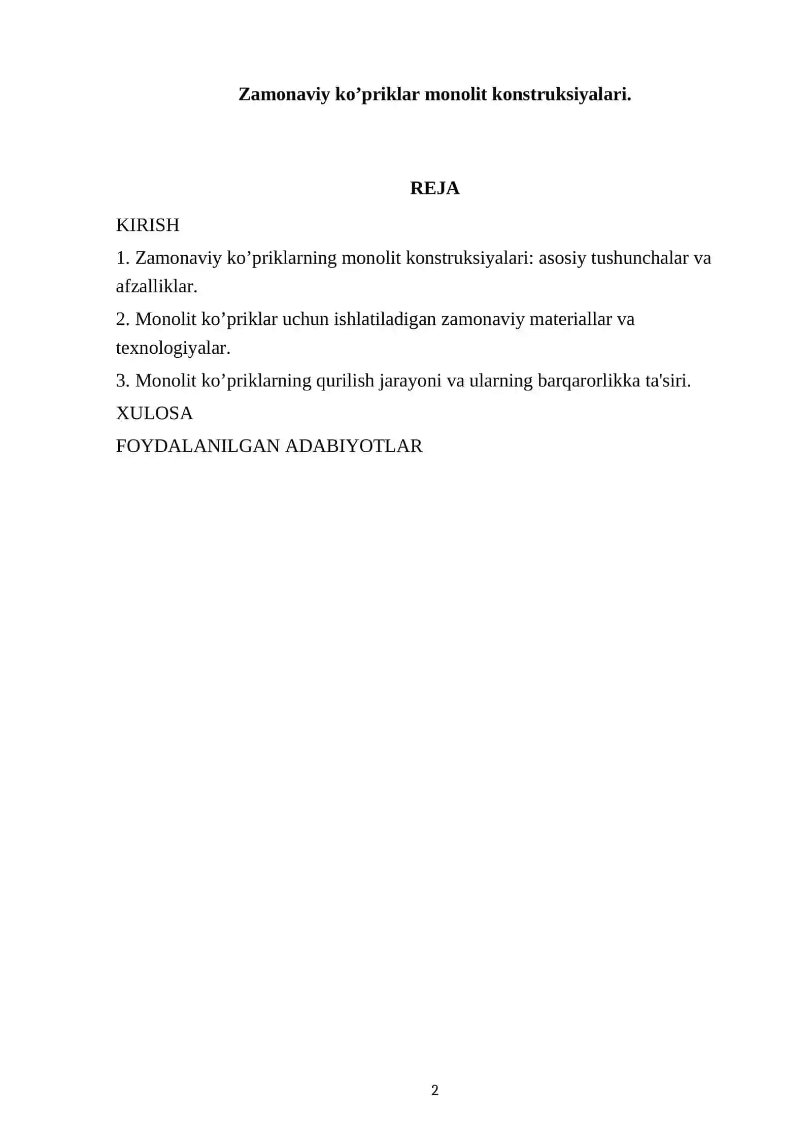 Zamonaviy ko’priklar monolit konstruksiyalari 2
