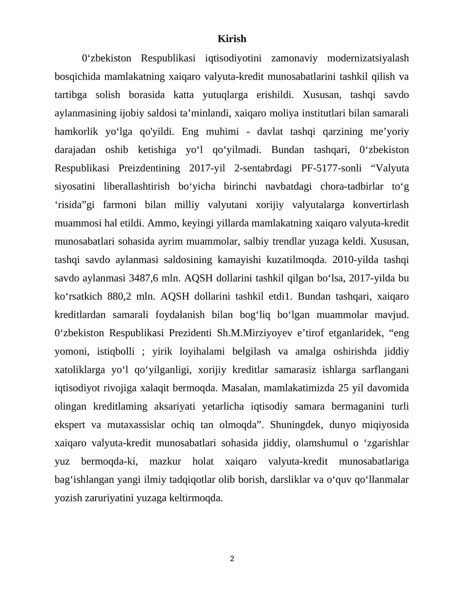 Valyuta munosabatlari va to’lov balansi 2