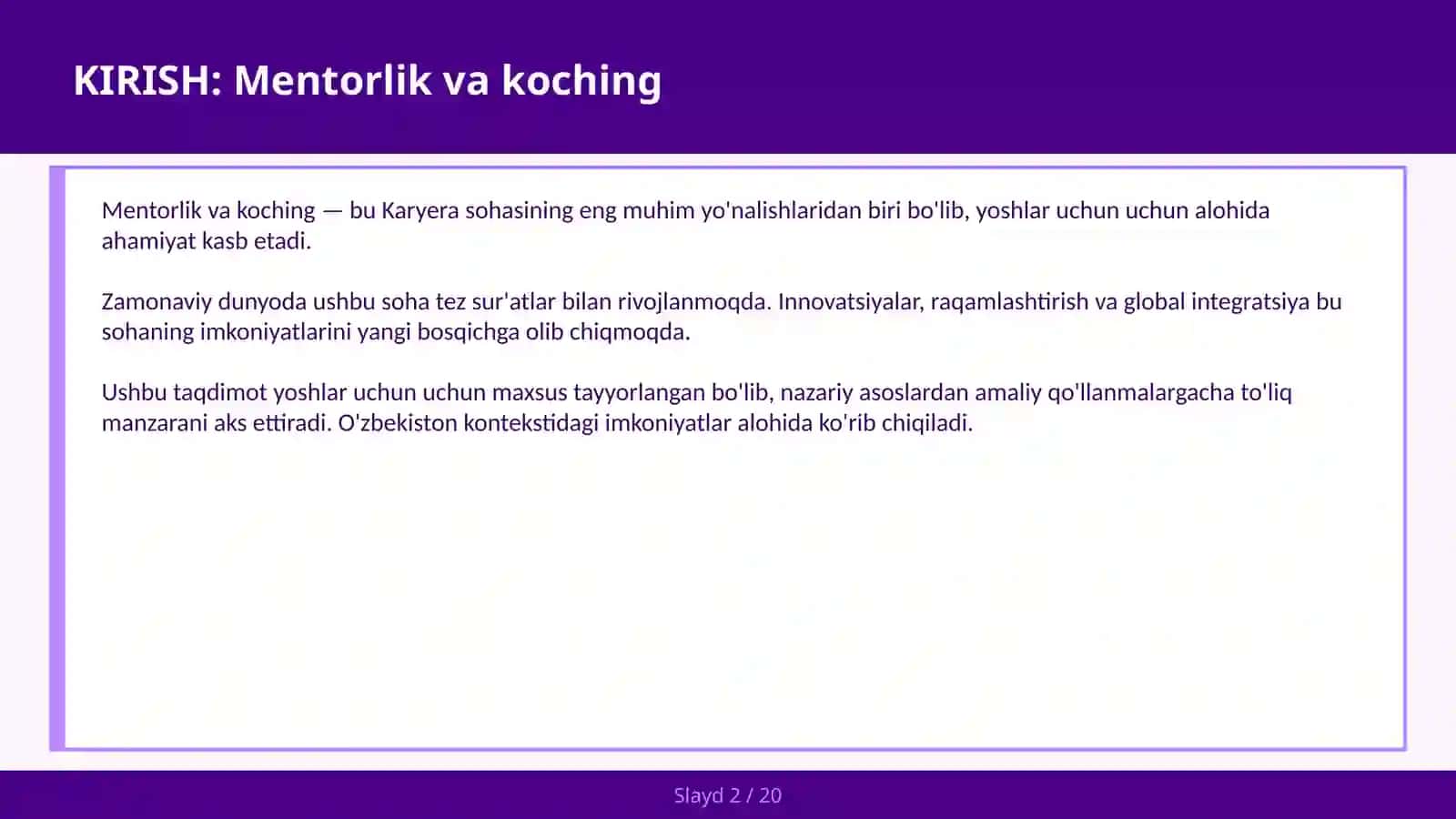 Mentorlik va koching 2