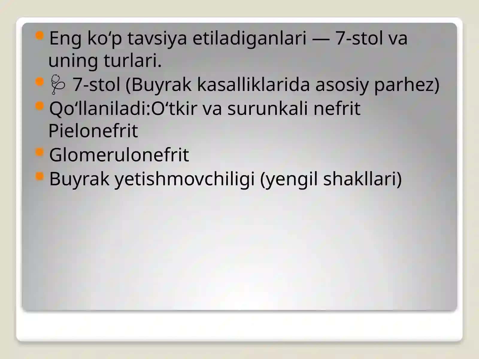 7-stol (Buyrak kasalliklarida asosiy parhez) 2