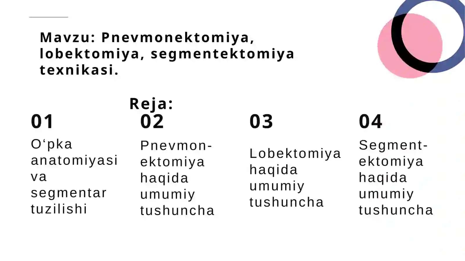 Pnevmonektomiya, lobektomiya, segmentektomiya texnikasi 2