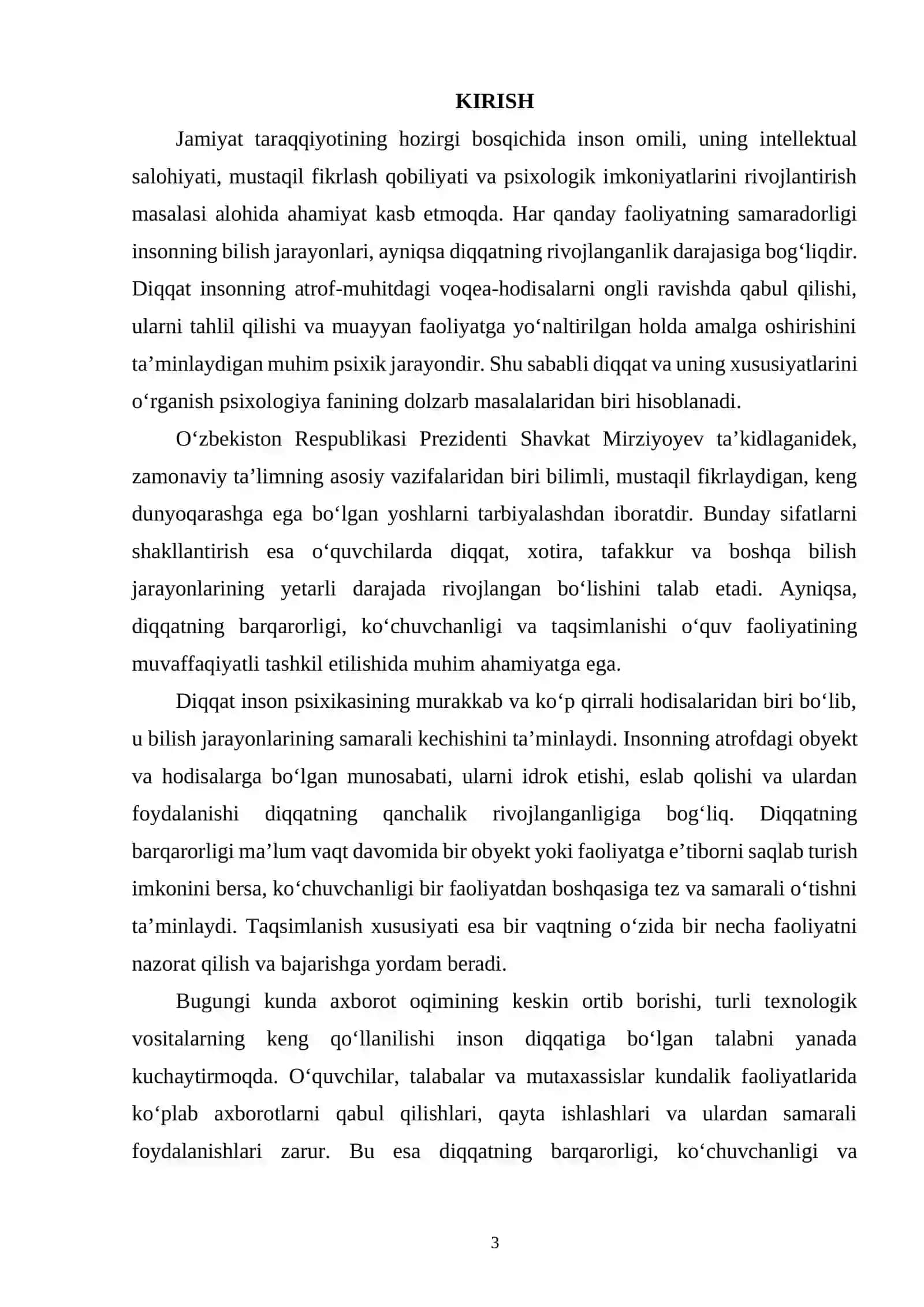 Diqqatning Barqarorligi, Koʻchuvchanligi va Taqsimlanishi 2