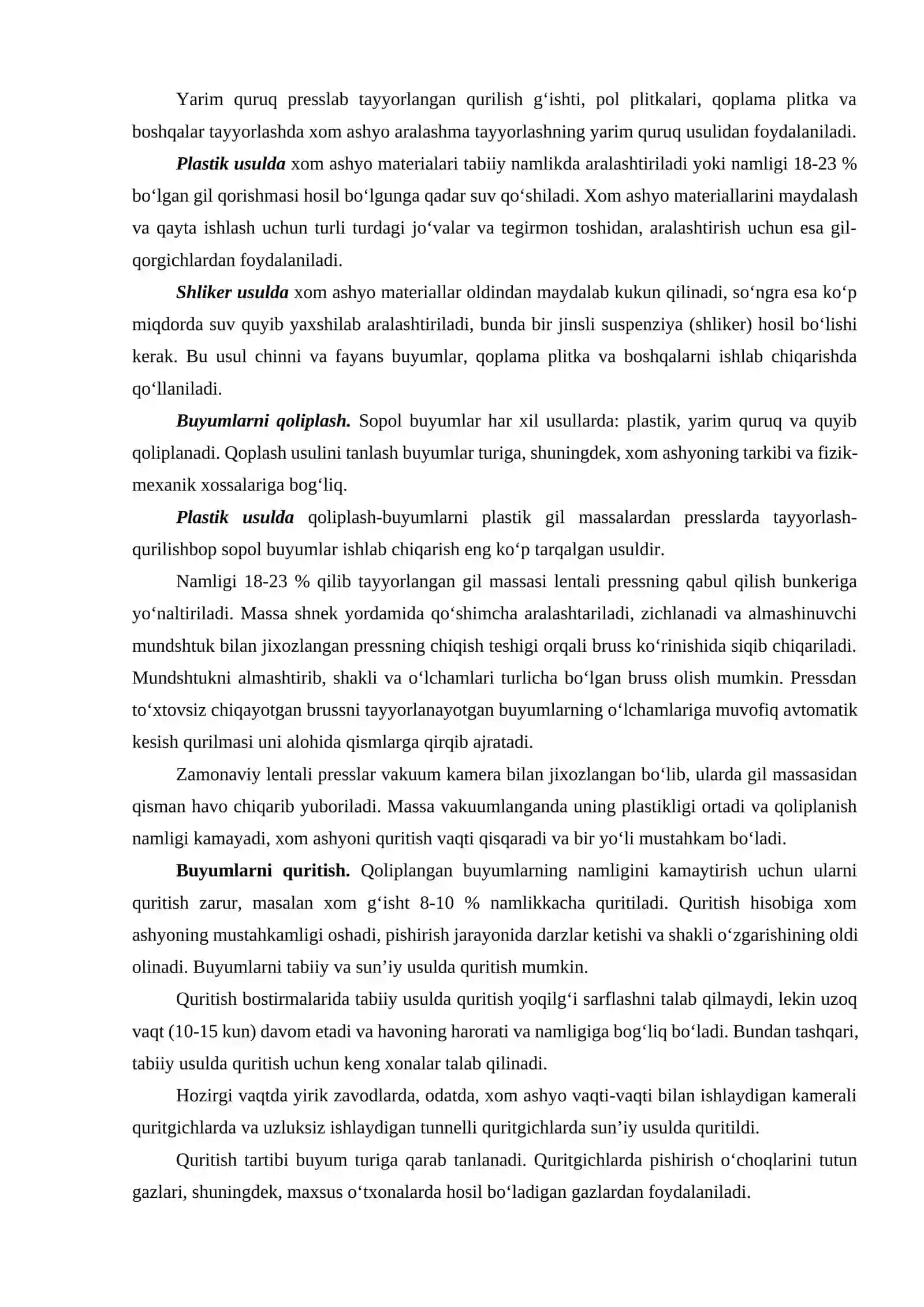 Keramik issiqlik izolyasion mahsulotlarini ishlab chiqarish usullari 2