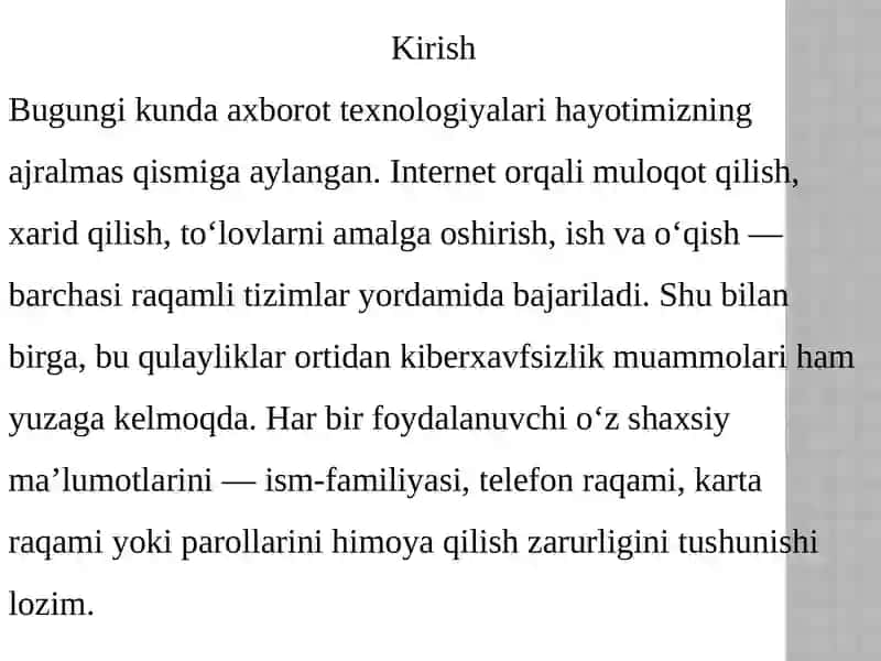 Kiberxavfsizlik va shaxsiyma’lumotlarni himoyalash 2