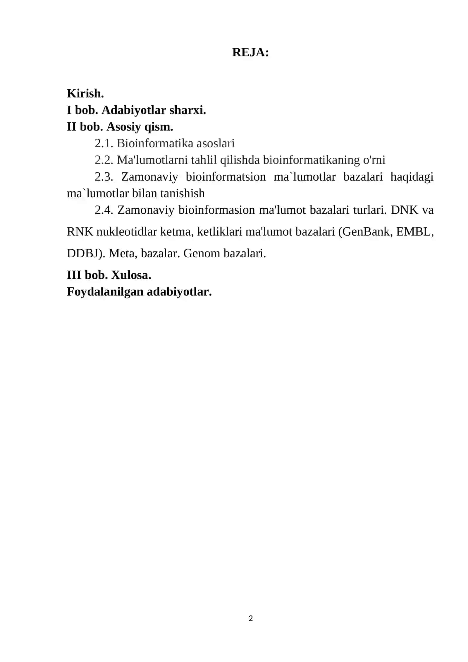 Zamonaviy bioinformatsion ma`lumot bazalari turlari 2