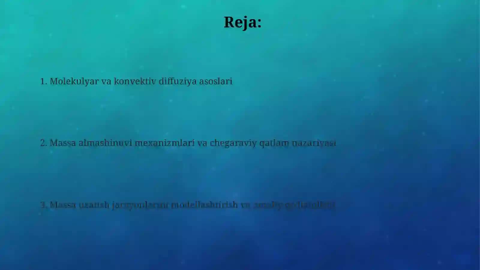 Molekulyar diffuziya va Fik qonunlari 2
