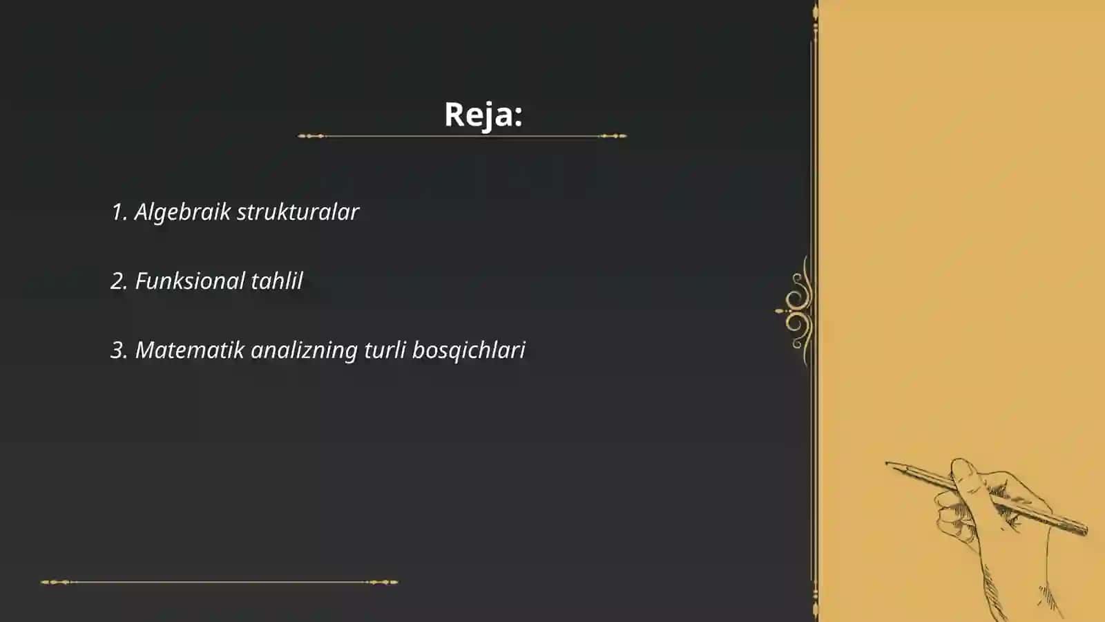 Matematikadan malakaviy bitiruv ishlari turlari, ularga quyilgan talablar 2