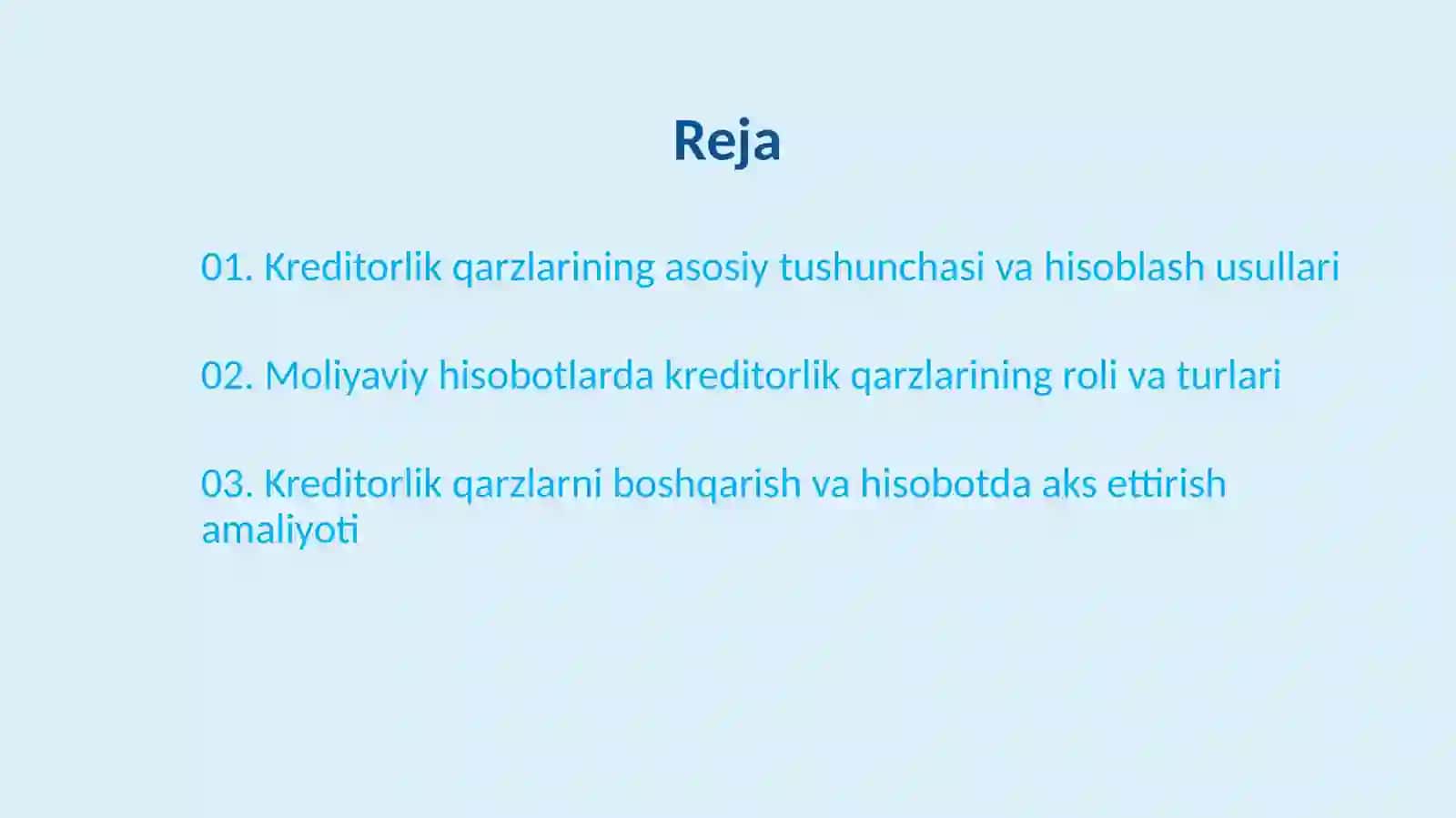 Kreditorlik qarzlar hisobi moliyaviy hisob 2