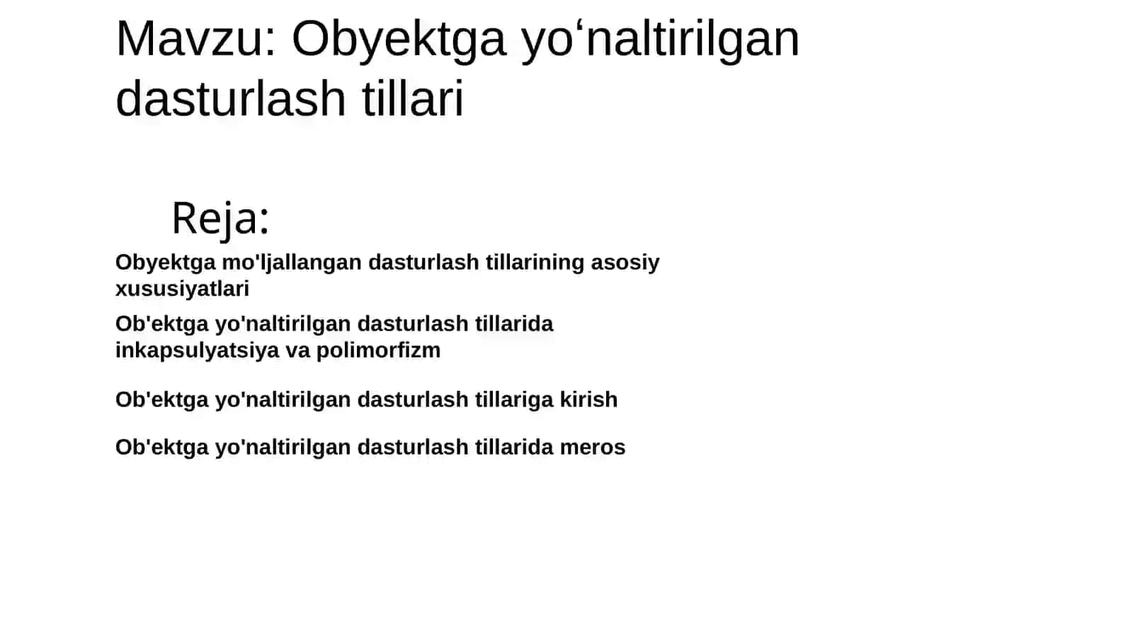 Zamonaviy Dasturlash Tillarida Obyektga Yo'naltirilgan Dasturlash Tillari 2