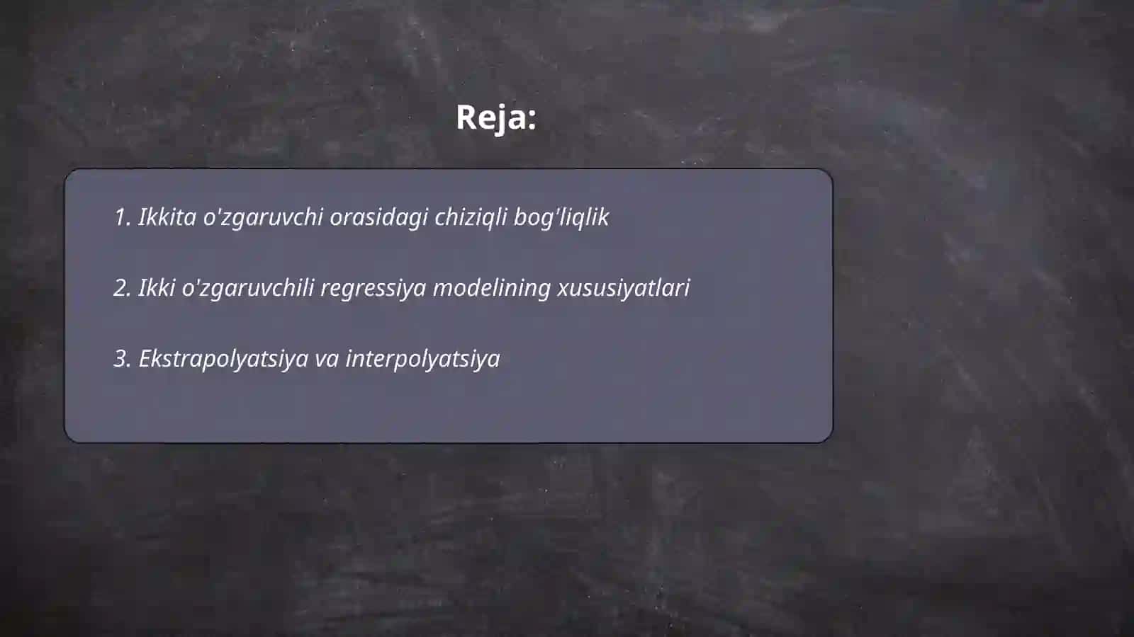 Ikki o'zgaruvchili regressiya tenglamasi 2