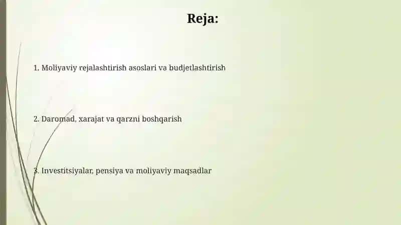 Moliyaviy rejalashtirish va byudjetlashtirish 2