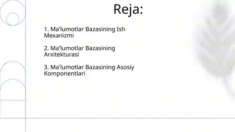 Ma'lumotlar Bazasi Arxitekturasi 2