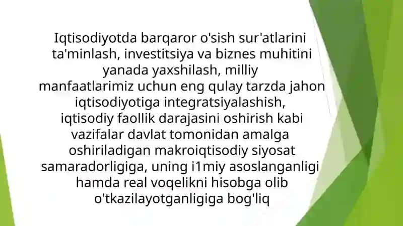 O'zbekiston Respublikasida makroiqtisodiy barqarorlashtirishning xususiyatlari. 2