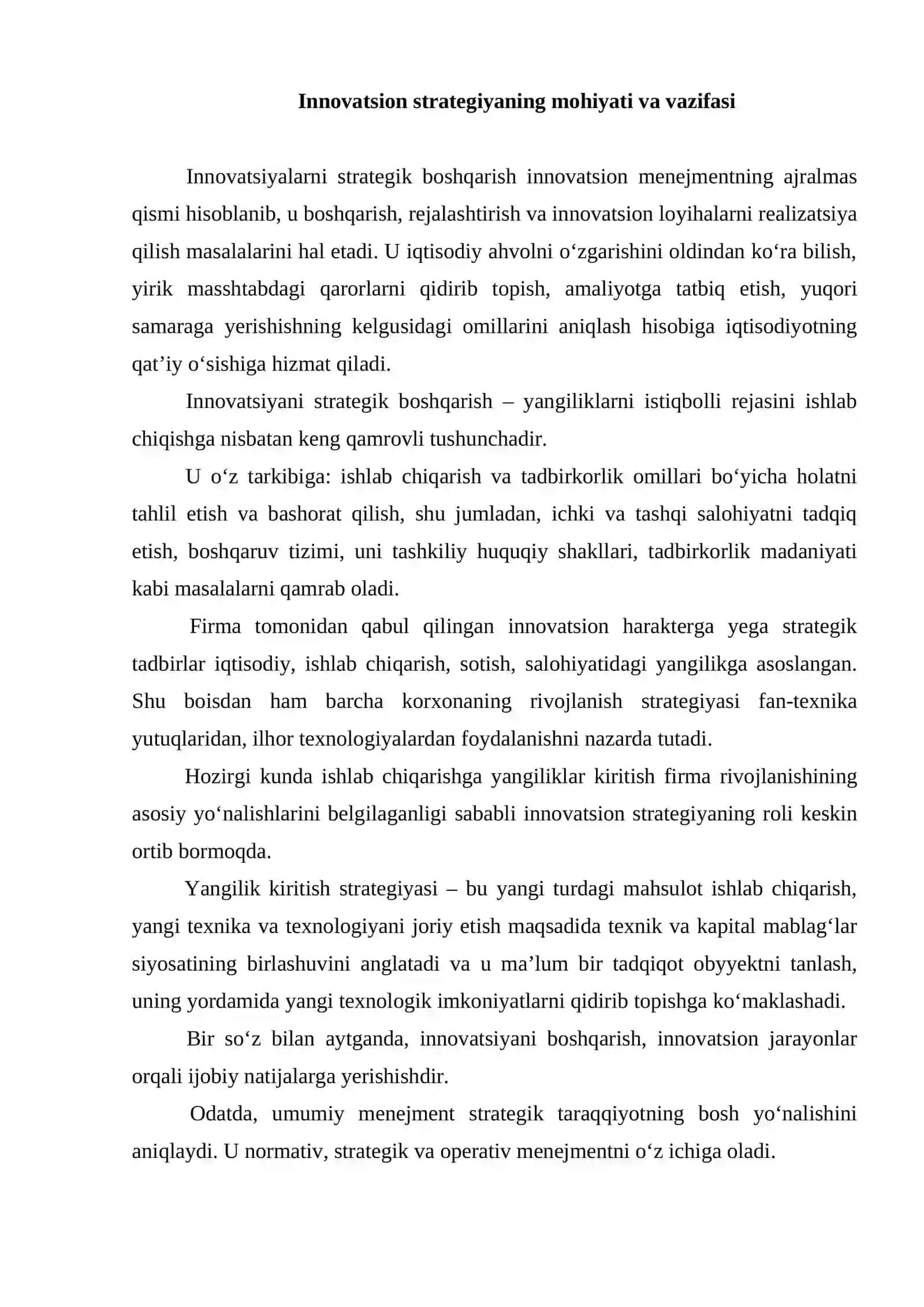 Innovatsiyalarni strategik boshqarish tamoyillari 2