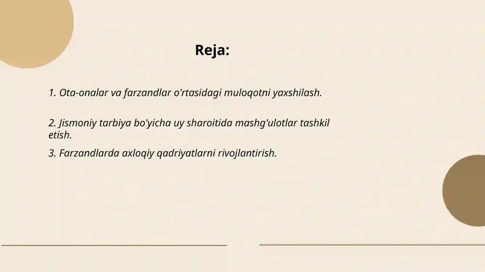 Ota onalar bilan axloqiy va jismoniy tarbiya masalalarida olib boriladigan ish turlari 2