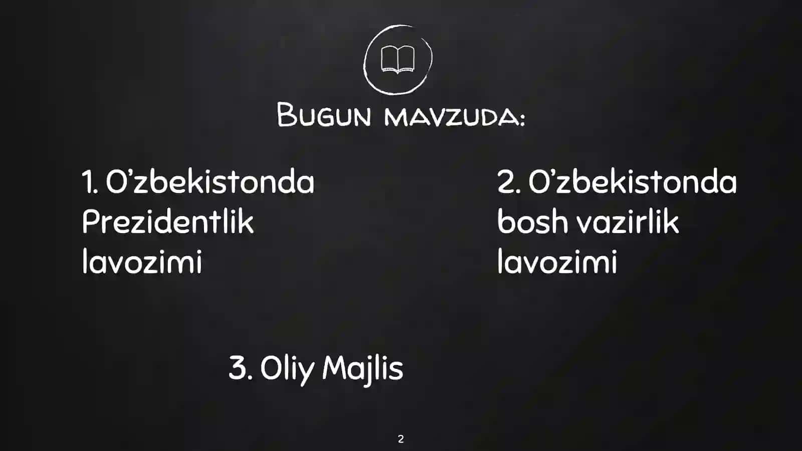 O’zbekiston Respublikasi Milliy davlatchilik shakllanishi va rivojlanishi 2