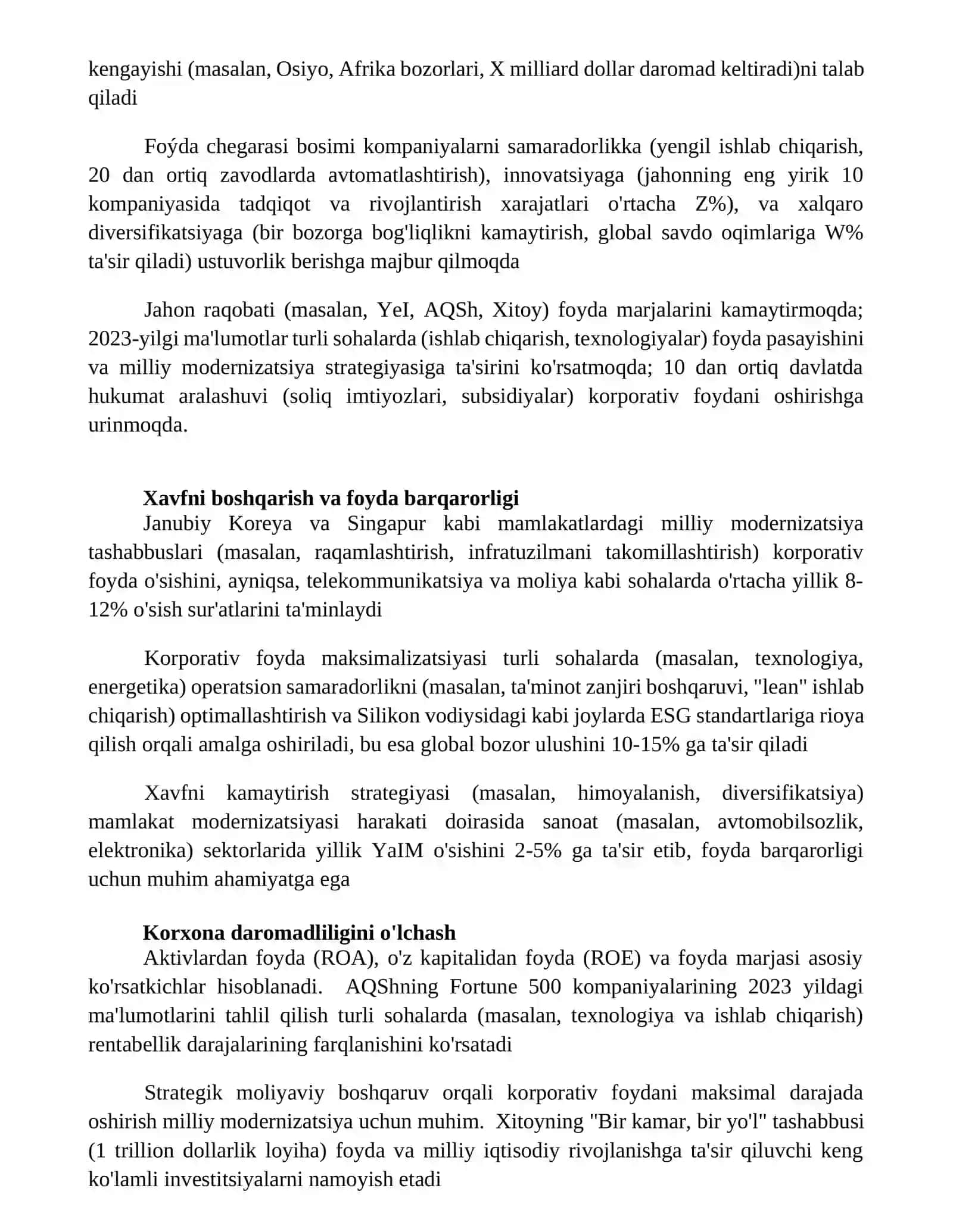 Mamlakatni modernizatsiyalash sharoitida korxona foydasi va uni maksimallashtirish yoʻllari 2