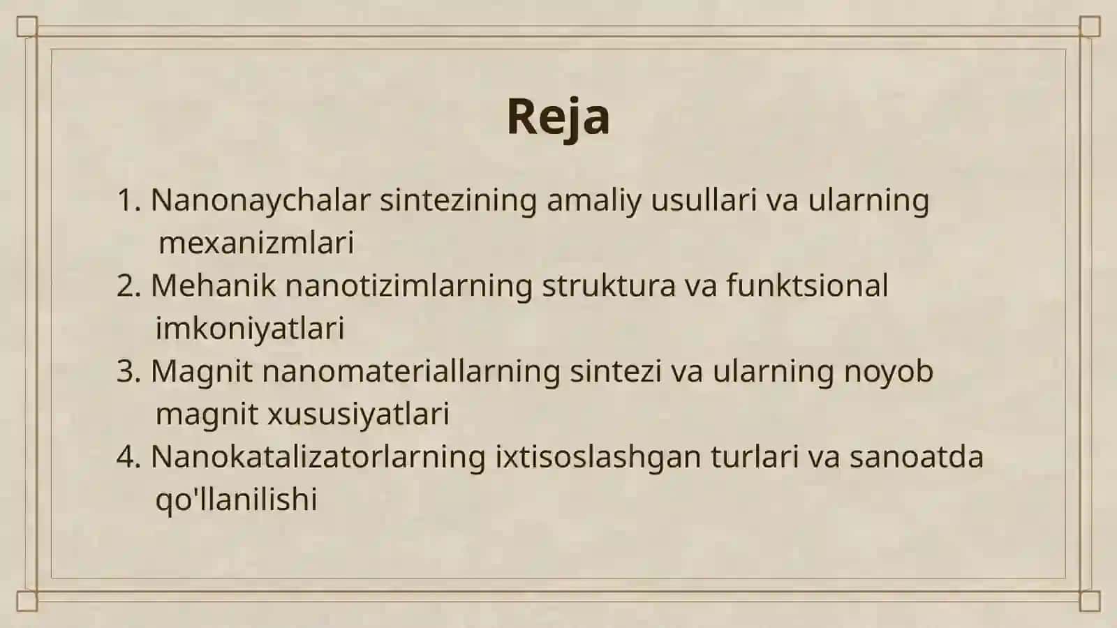NANONAYCHALAR SINTEZI MEHANIK NANOTIZIMLAR, NANOQURILMALAR 2