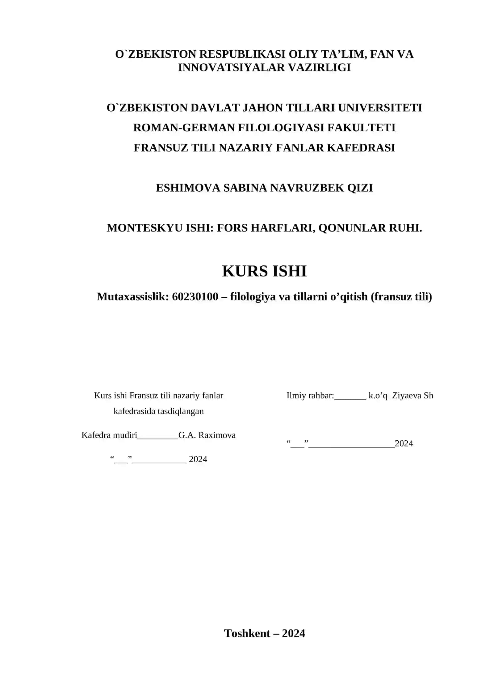 MONTESKYU ISHI: FORS HARFLARI, QONUNLAR RUHI 2