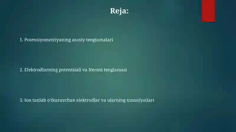 Potensiometriyaning nazariy asoslari 2