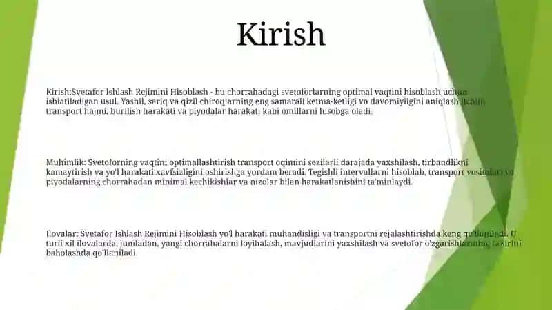 Svetafor Ishlash Rejimini Hisoblash 2