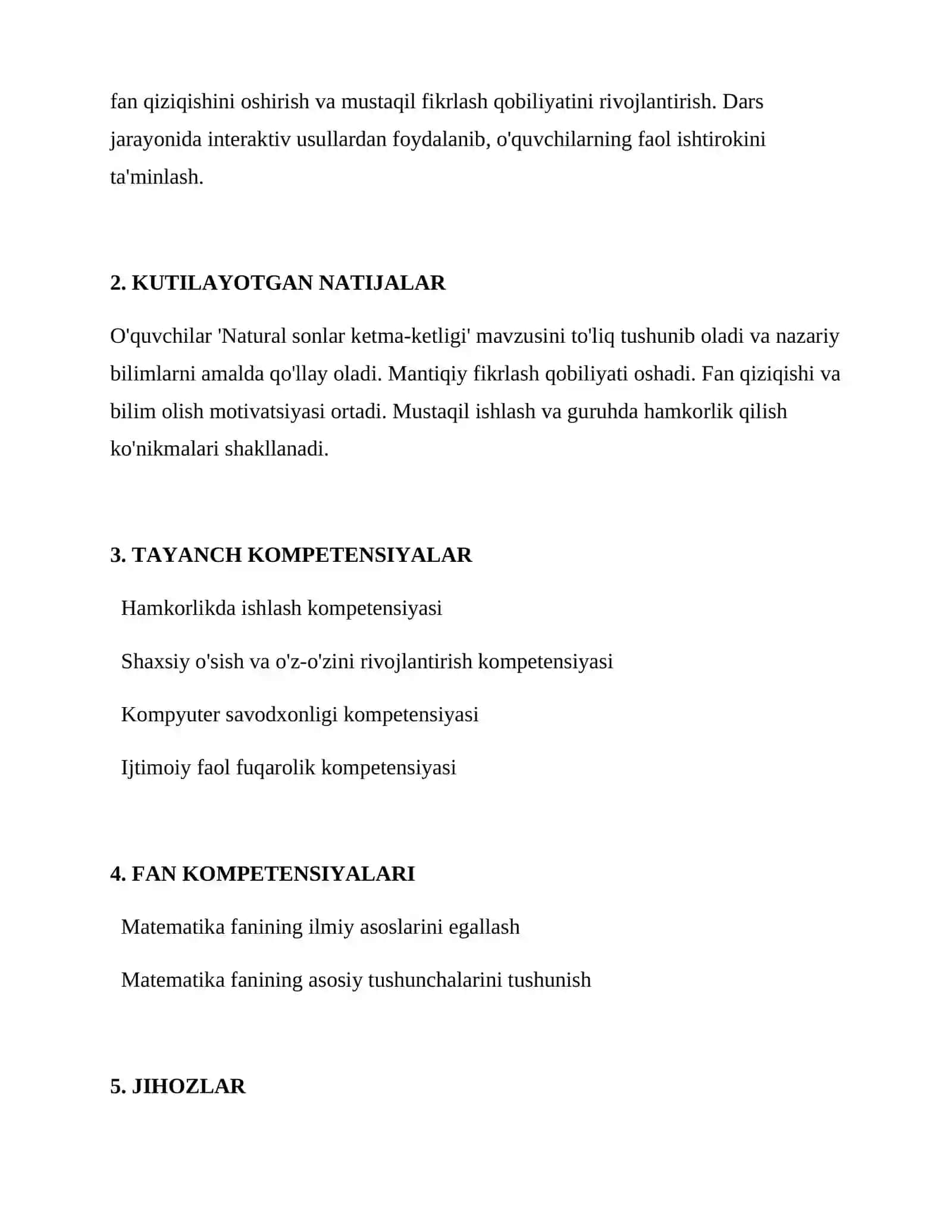 Natural sonlar ketma-ketligi Dars Ishlanmasi 2