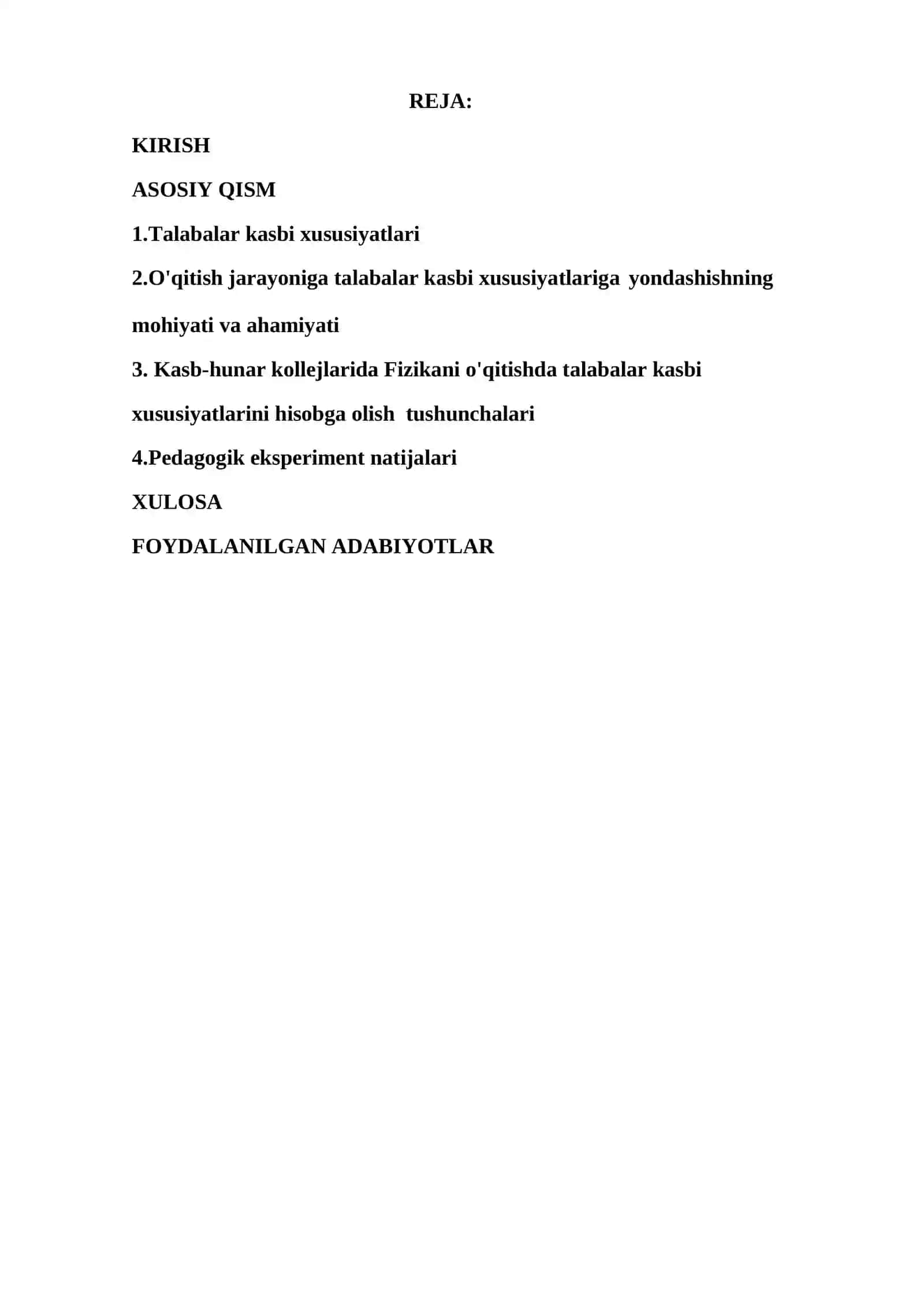 Metodika fani bo'yicha tayyor kurs ishi 2