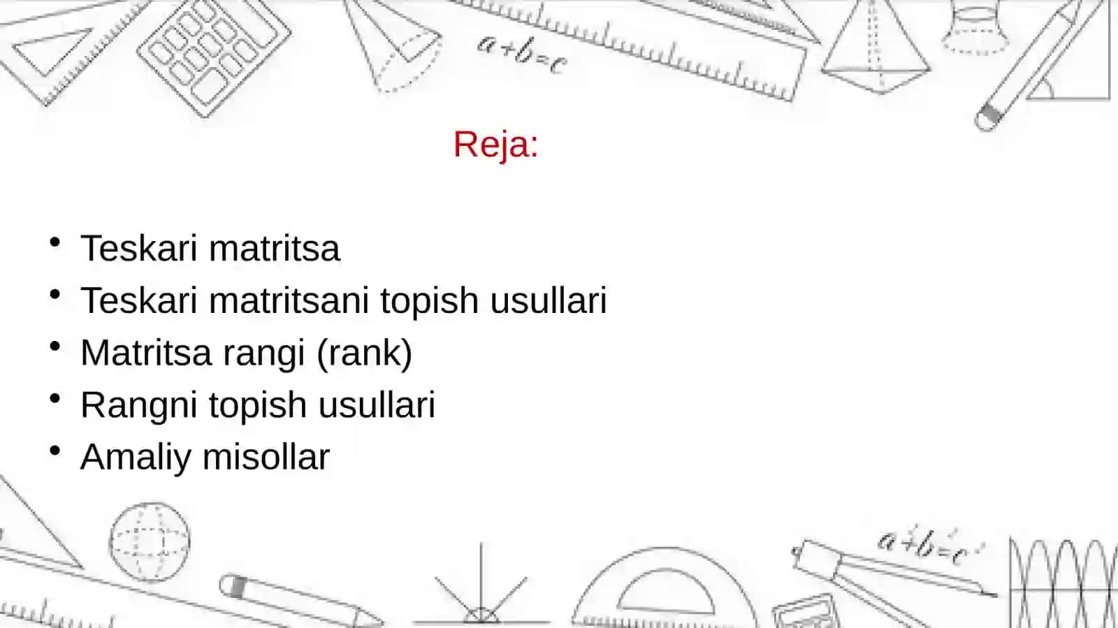 Teskari matritsalar va matritsa rangi 2