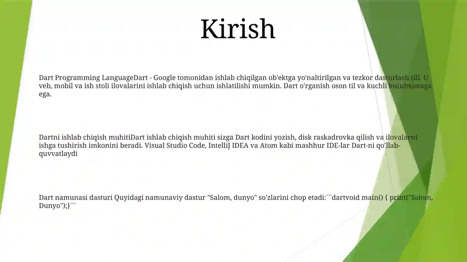 Dart Dasturlash Muhiti 2