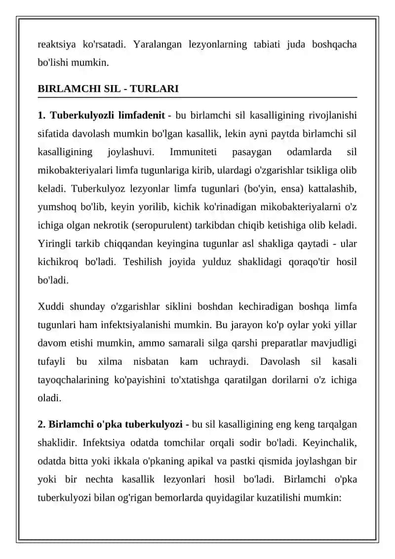 BIRLAMCHI tuberkulozning klinik shakillari 2