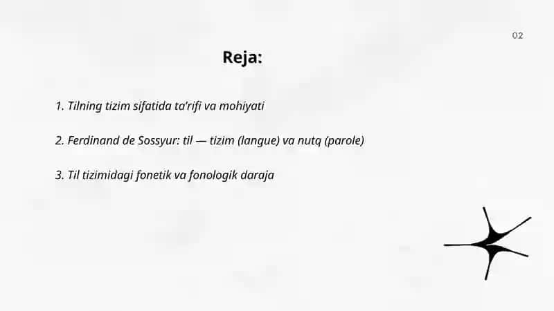 Tilning tizim sifatidagi mohiyati bo’yicha taqdimot tayyorlash 2
